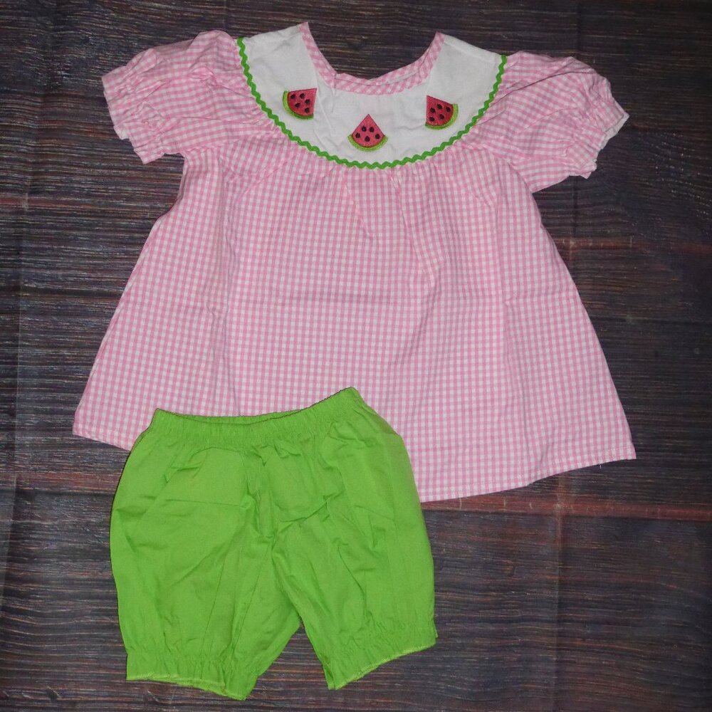 Boutique Watermelon Pink Tunic & Shorts Girls Outfit Set